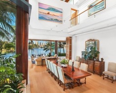 An exceptional and private landmark property of world class standing centrally located on the Gold Coast. Custom built architectural excellence to rival the best homes on planet earth, this iconic prestige riverfront estate on Adam’s Basin encompasses a perfect north east aspect on 2,197sqm land amid exotic gardens.
Exquisite north east aspect formal and casual living spaces
Selected timbers, hand cut sandstone and Travertine floors
Lanai entertaining area overlooks a sparkling pool and spa
Granite Euro equipped kitchen, butler’s pantry and cold room
King sized bedrooms with ensuites, main has a dressing room
Impressive rooms and private wings include a billiards den
Theatre, study, gym, Lanai bar and BBQ kitchen; maid’s quarters
Temperature controlled vast wine cellar; sauna and heated spa
Lift, Lutron wiring, CCTV and basement parking for six cars
