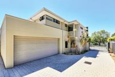  1/217 Coode St , COMO WA Light, modern home in close proximity to the city and CBD. Situated in a great location, this inviting street front townhouse is sure to impress.  A secure entry gate and formal entry lead you into a spacious well maintained home. The open plan kitchen overlooks the dining and family/lounge room both with sliding doors onto the tranquil entertaining area. Stainless steel appliances, Caesar Stone bench tops, breakfast bar add a touch of class to the modern kitchen.  Sliding glass doors allow easy access to a big outdoor undercover pergola with retractable awning � ideal for all year round entertaining. Also on the ground floor, there is a study/4th bedroom, powder room, laundry and direct access from the double garage into the residence.  Upstairs, there is another living area, complimented by a Juliet balcony. The main bedroom is spacious and incorporates an ensuite and large walk in robe. The second and third bedrooms have double built in robes and are serviced by the family bathroom. This is a low maintenance residence you would be proud to own. Be quick to view! KEY SELLING FEATURES � Spacious double size bedrooms � all with robes  � Master with ensuite � double vanity and walk in robes � 2 Living areas � Chef�s kitchen with Caesar Stone bench tops, breakfast bar  � Open plan dining room � Study/4th bedroom � Powder room � Family bathroom � with bath � Reverse cycle air conditioning  � Ducted Vacuum � Double garage with remote controlled door � Direct access into the home from garage � Lovely grassed front yard with secure entry gate � North facing undercover entertaining area with retractable awning and water feature � Security screens to lower level � Security system � Alarm � No common walls � Pets Allowed � Close to state and private schools, shops, transport, river and CBD Rates / Costs Water Rates:$1025.05 p/aCouncil Rates:$2218.25 p/aTotal Fees:$3243.30 p/a 