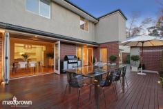  1/4-6 Ridgway Avenue, Croydon Vic Ideally situated in one of the Croydon's most prestigious leafy locations, and only a short stroll to the main shopping Centre is this meticulously maintained home. Flowing over two levels with northerly aspects, this property offers a very functional floor plan, consisting of 3 bedrooms, 2 bathrooms plus powder room, formal lounge, fully equipped kitchen, open plan meals area and a double lockup garage with internal access. Step outside to a sensational and very private outdoor entertainment delight. Features include ducted heating, refrigerated cooling, high ceilings and private driveway. A true statement in style!   