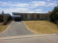  20 Mulloway Place Warnbro WA 6169 Double Brick and Iron Home, Security Doors, Tiled through Living areas, Open Plan Kitchen with Family roon, Separate Lounge/Dining, Walk in Robe to Main Bedroom, 1 Bathroom, separate bath and shower, gas hot plates, gas hot water system, split system air conditioner garden shed at rear, enclosed back yard, single carport. The owner is looking to secure a long term quality tenant so a 12 x month application is preferred. Please note strictly no pets. If you would like to view this property, please submit an email enquiry, please provide your mobile contact number, our leasing consultant will then contact you to organise a day/time for an inspection. 