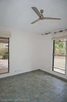  8 Peregrine St Wulagi NT 0812 UNFURNISHED - This neat-and-tidy home is presented in immaculate condition, set on a large block with generous backyard and fantastic covered outdoor arears, conveniently located close to schools, shops. - Spacious open-plan living/dining area is bathed in natural light - Living area opens to front verandah; dining area opens to large rear verandah - Large rear covered verandah adjoins generous back lawn with gardens - Well-presented kitchen in crisp white with breakfast bar - Main bathroom with shower over bath, modern vanity and separate toilet - Master bedroom with built-in, air conditioning and leafy outlook - Generous second and third bedrooms also with built-ins and air conditioning - Low-maintenance floor tiles and air-conditioning throughout - Well-equipped internal laundry with access to rear verandah - Double carport, plus garden sheds for additional storage Move straight into this well-presented home with absolutely no work to do and enjoy active outdoor living in the generous backyard and large outdoor living area. Pets Neg and Available Now 