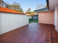  1/10 Guardian Crescent Bligh Park NSW 2756 'WOW... Impressive Home' Move in & just enjoy, ideal as a family home or investment property. This immaculate home boosts a stylish custom built kitchen; stone bench tops, stainless steel appliances. • Open plan & tiled living areas • Built in robes in all 3 bedrooms • Main bathroom & separate toilet • Well planned internal laundry • Expansive timber decking flows to a lush green lawn • Fully fenced back yard & single carport • Positioned within an ideal location; close to schools, transport & local shopping centre 