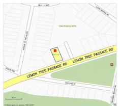 1047 Lemon Tree Passage Rd, Tanilba Bay, NSW 2319 This 969.9 square metre Commercial block has main road access and backs 
onto the New Tanilba Bay Shopping Centre. Great location, great price. 