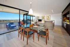 5.01/150 Walker Street North Sydney NSW 2060 Luxurious east facing brand new spacious apartment. 
 Filtered Harbour views, Open plan living, separate family area (or 4th bedroom), alfresco balcony. 
 Extra wide frontage with full height glass maximising views and light. 
 Ensuite with under floor heating. 
 Exceptionally designed and finished to the finest standards including
 travertine flooring & ceasar benchtops, Smeg appliances, ducted R/C
 airconditioning, ample storage and excellent security plus A/V 
intercom. 
 Secure car space plus additional large basement storage area. 
 Roof top communal BBQ area with panoramic Harbour views. 