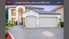 10 Agincourt Pl Glenwood NSW 2768 A House Worth Coming Home To! This
 beautiful 2 level Clarendon Kirribilli property has it all! Plenty 
of room for all the family with multiple living areas, perfect for the 
growing family. Downstairs , the kids can enjoy noisy movies in one 
area while mum and dad can curl up with a good book in another. The 
modern and versatile kitchen will make any would be Masterchef happy, 
plus tiled floors throughout ensure you have that all important easy 
clean option. Upstairs features another airy lounge area, with the 
master bedroom including a walk in robe and ensuite. The other 3 
bedrooms are very roomy and also come complete with built ins, while the
 stunning main bathroom includes a fantastic corner bath and separate 
shower. The well maintained backyard includes garden maintenance so you 
can have all the look without the hassle. Set in a highly desirable 
location within walking distance to Glenwood High School and Caddies 
Creek Catchments, this home is also within 2 mins walk to city buses. Other
 features include Ducted Air multiple zones, Extra powder room 
downstairs, Gas cooking and dishwasher, Double garage (3rd garage 
storage room not included) Available to view any time! Make your enquiry today. 