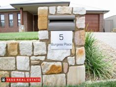  5 Burgess Place Yass NSW 2582 $679,000 Impressive Family Home Committed to excellence and a quest to create a sophisticated yet easy living home that epitomizes class with foremost importance to the owner when building this home to be solar passive. Family space and open plan ease are fabulously combined offering multiple living and entertaining options both indoors and outdoors. The central part of the home is the superbly designed kitchen with state-of the-art appliances combined with casual dining and spacious family room that opens out to the al fresco dining and entertaining area.  Five bedrooms are generously proportioned, all have built-ins and the master suite is complete with walk-in robe and stylish ensuite. The family bathroom has all the space and luxury a family could desire. Immaculately presented both inside and outside, this home is delightful in every aspect, you will be impressed. Property Details:  Block Size: 914.2sqm  Lot 65 DP1141221  Rates: $2,028p.a (approx.)  House: 253m2  Garage: 49.83m2  Total: 303.2m2  Ceilings 2.7m  Solar Installation  Double glazed windows  Gas Instantaneous hot water  Ducted gas heating/ceiling fans throughout Internal:  Covered entry porch  Formal entry, double coat & storage cupboard, garage access  Kitchen, gas cooking, dishwasher, handless doors & soft close drawers, pantry  Dining area access to courtyard  Living access to outdoor living  Master Bedroom, walk-in robe  Ensuite, shower, w.c, custom made vanity  Bedrooms 2, 3 & 4, built-ins  Study/Bedroom 5, built-ins  Bathroom, bath, shower, vanity, separate w.c  Media Room, built-in shelves & drawers  Laundry, built-in cupboards & bench space, external, access, garage access, 3rd w.c  Linen cupboard  Double garage (high ceiling), auto doors, dual internal access External:  Landscaped & irrigated  Utilities courtyard, clothes line, water tanks (3 x 4,500ltr)  Built-in BBQ and bench space, under cover outdoor living  Fully fenced and secure back yard  Garden shed  Located in cul-de-sac next to parkland Inspections Inspections by appointment only. For Sale $679,000 Features General Features Property Type: House Bedrooms: 5 Bathrooms: 2 Land Size: 941 m? (approx) Indoor Ensuite: 1 Toilets: 3 Built in Wardrobes Dishwasher Ducted Heating Outdoor Garage Spaces: 2 Courtyard Outdoor Entertaining Area Fully Fenced Eco-friendly Solar Panels Water Tank 