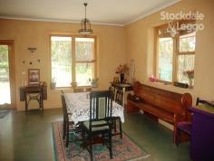  85 Coolebarghurk Rd Meredith VIC 3333 $549,000 Don't Dream - Do It ! - 25 acres Its all here for you! This unique straw bale home on 25 acres, has a warm rustic charm fitting in beautifully with the surrounding bush, yet is only 10 years old and includes all the mod cons you expect for modern day living. The home features 4 large bedrooms with a walk in robe and ensuite to the main. The well equipped kitchen features a dishwasher, electric wall oven, Rayburn wood stove for heating/cooking and hot water jacket with an electric hot water booster and looks out to the spacious adjoining dining/living area. A second light filled living room has gas heating for extra comfort. A large room combines the bathroom and laundry and includes a laundry bench space with laundry drawer, large claw footed bath and shower. Under roof is a 6m x 10m carport, entertainment area and verandas to all sides. Outside the property has 2 sheds including a 10m x 8m concreted and powered shed with bathroom facilities, wood fire and 2 water tanks. The other is 6m x 10m concreted with no power. Other features include 9 foot ceilings, 2 large water tanks to the house, polished feature concrete floors to the living areas and a large dam. All of this on a beautiful serene bush block situated only 10 minutes from the Meredith township and 30 mins from Ballarat and Geelong. Want to live in the bush? - Do it now! 