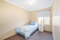  7/11 Salmon Close West Busselton WA 6280 $315,000 Be the first to view this fantastic low maintenance three bedroom unit located at the end of a cul-de-sac street in the exclusive Parkland Court complex in West Busselton only 5 minutes away from town and within walking distance to parks. Upon entry you are welcomed with the open plan living area which exudes comfort and warmth featuring wooden flooring and reverse-cycle A/C. A well-appointed kitchen consisting of a freestanding gas oven/hotplate, overhead cupboards, pantry and breakfast overlooks the living/dining area. The master bedroom has 2 double door built-in robes and both minor bedrooms also have robes. A main bathroom services the home with a separate W/C off the laundry. Extra external features of the unit include a single lock-up garage with dual doors for access to the rear, north facing patio for outside entertaining, free standing brick storage room and garden shed for additional storage , solar panels to help keep the bills down and paved outdoor areas for easy care. This over 50's complex of nine units is perfect for those who enjoy peace and quiet and would be perfect as a lock and leave home and is priced to sell. Call Richard Krikken on 0488 988 292 to arrange a private viewing today. Features include: - Tucked away 3 bedroom unit in an over 50's complex of nine units - Warm open plan living/meals with wooden flooring - Kitchen with fridge recess, breakfast bar, good cupboard space, free standing gas oven - Reverse cycle split system in living for all year round comfort - Gas bayonet for gas heater available - Master bedroom with his/her double door robes - Bedroom 2 single with robe - Bedroom 3 single with robe - Main bathroom with shower and vanity - Laundry with separate W/C - Garden shed and brick storage shed - North facing backyard with patio - Single garage with dual lock up doors - Electric HWS - 8 Solar Panels.. 