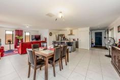  10 Pepper Gate Waggrakine WA 6530 $370,000 Built in 2013 is this spacious family home in a quiet cul-de-sac with a sneaky ocean view from the front. Fabulous design with the large master bedroom featuring en-suite bathroom and walk-in robe to the front of the house along with the formal lounge room. The amazing open plan living area has a modern functional kitchen with a gas hot plate and electric under bench oven, double sink to island bench. The laundry is off this area. The three other bedrooms are all very large with built-in robes. The house has ducted reverse cycle air-conditioning throughout and there is a double lockup garage with direct entry into the house plus a patio under the main roof. 