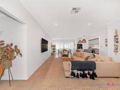  90 Crystaluna Drive GOLDEN BAY WA 6174 Team Rolt from Aqwasun Estate Agents is thrilled to announce 90 Crystaluna Drive, Golden Bay to the market. If you’re looking for a very functional floor layout then look no further, this is the property for you! The property sits on a 745 m2 parcel of land and uses it very well. The front of the property allows you to have plenty of off-street parking with the potential to store your boat or caravan. High access double with extra width allows room for your tools or added storage, has a roller door through to the West side of the property and shoppers entrance into the main hallway. Enter through the large feature doorway to a neutral color scheme throughout. The home office to the right with bedrooms 2, 3 & 4 both with built-in robes and share the family bathroom along with the home’s activity space. From the moment you enter this property, you’ll fall in love with the home’s character, the flow from front to back, the entertaining possibilities, it all awaits for you to purchase! The homes open plan really sets this property apart from the rest with high ceilings, large open spaces, large living, and easy access to the home’s entertainment alfresco. The kitchen features stone benches, x2 ovens, a gas cooktop, oodles of storage, home scullery, and has a great viewpoint to watch the kids from all areas. FEATURES • A large master suite with roller door which is perfect for shift workers, large ensuite with freestanding bath/ separate shower/ toilet/ double basin, and a huge WIR. • Alfresco entertainment with cafe pull-down blinds, heaters to the ceiling, and a BBQ station which can be negotiated separately. • Neat lawn to the rear with views out towards acre lots and ocean glimpses • West facing flat roof patio with roller door access to double garage • Plenty of storage whether it be in the laundry, walk-in linen, kitchen, or bathrooms • Stainless steel appliances to the kitchen and tapware • The leg work is done for a gate out the front – just buy a gate and motor and have added privacy • High ceilings and neutral decor throughout • Solar • Much, much more! Book a viewing today! 