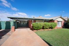  3 Dellar Pl South Kalgoorlie WA 6430 $340,000 This spacious 3 bedrooms, 2 bathroom brick home has large bedrooms with a walk-in robe to the master bedroom and built-in robes in the second & third bedrooms. Enjoy the large kitchen with ample cupboard space and dishwasher, which overlooks the family meals area. Features of this property include: • 3 Bedrooms and 2 Bathrooms. • Open plan living. • Walk-in robe in master & built-in robes in 2nd and 3rd bedrooms. • Electric roller shutters on all bedroom windows. • Great patio for entertaining. • Carport with drive through access to backyard. • Garden shed & tool shed in the backyard. • Built in 1998. • 469m2 Block size • Zoned R40 