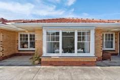  Unit 4/47 Augusta St Glenelg East SA 5045 $585,000 to $615,000 Perfectly positioned, this seaside starter or investment just over a kilometre from the beach is equal parts affordable and adorable. A comfortable lounge room upon entry is primed for soaking up summer sunsets through its westerly-aspect bay window with the added comfort of a split system air conditioner, before moving through to a sizeable kitchen and meals area. Largely original yet in tip top condition, there is plenty of scope to rejuvenate the existing white kitchen, where substantial storage space and a freestanding Chef oven and cooktop will serve you perfectly until then. Two bedrooms include a front positioned master with ceiling fan, built-in robe and big picture window outlook, each with easy access to an original main bathroom with terrazzo flooring, inset bath and shower. You'll love: - Separate laundry with storage - Small group of 5 - Freshly painted throughout - Linen storage - Allocated carport - Paved rear walk-through courtyard space Convenience is truly at the forefront here, with the bus, tram, reserves, Jetty Road and local supermarkets, shops and eateries all a short stroll from home. Schools, the beach and Adelaide Airport are at your fingertips, a simple 10km commute from the CBD. 