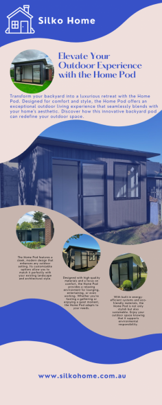 Welcome to SILKO HOME, your go-to place for backyard pods in Melbourne. We create stylish and innovative backyard pods that turn your outdoor space into a functional and beautiful retreat. Whether you need a home office, studio, guest room, or entertainment area, our backyard pods are tailored to fit your lifestyle. Our high-quality Melbourne backyard pods are built to last, and our expert team will guide you through every step, from design to installation, ensuring a smooth and hassle-free experience. Discover how a backyard pod can enhance your living space and add value to your home. Check out our services and stunning portfolio at www.silkohome.com.au. Experience the best in backyard living with SILKO HOME – where your dream space becomes a reality.