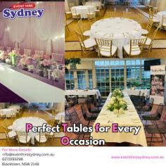  Need tables for your event? Our table hire service offers a wide variety—from banquet tables to bar and cocktail styles—suitable for weddings, parties, conferences, and more. Each table is sturdy, clean, and ready to elevate your event setup. We provide flexible hire periods, quick delivery, and professional support across the city. Whether it’s an intimate gathering or a large-scale event, our tables fit your space and style perfectly. Reliable service, quality furniture, and great rates—all in one place. 