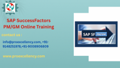  SAP SuccessFactors PM/GM Online Training using Proexcellency Solutions SAP SuccessFactors PM/GM  is a key component of the SuccessFactors HCM suite that makes a speciality of overall performance appraisals, employee intention setting, development making plans, and non-stop comments. It allows groups to correctly manage talent overall performance and increase employee engagement by using aligning non-public dreams with strategic commercial enterprise. consequences.info@proexcellency.com, +91-9148251978,+91-9008906809 