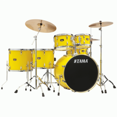 A pristine Tama Drum Set for Sale is showcased in a modern home studio setting. The kit features a sleek, glossy finish with chrome hardware, including a bass drum, toms, snare, and cymbals, all arranged on a polished wooden floor under ambient studio lighting. The background includes soundproofed walls and a digital audio interface setup, highlighting a professional vibe. A banner in the corner reads “Available Now at Your Favorite Online Music Store ,” drawing attention to the exclusive sale and easy accessibility. This powerful visual captures the essence of bringing studio-grade sound into your home.