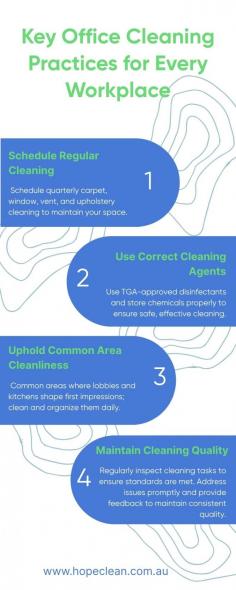  Key Office Cleaning Practices for Every Workplace Keeping your workplace clean and organized is essential for a healthy, productive, and professional environment. Some key practices include dusting surfaces regularly, disinfecting high-touch spots like keyboards and door handles, vacuuming carpets, and making sure restrooms and break areas stay spotless. Don’t forget proper waste disposal and maintaining good air quality; they’re just as important. Working with the best office cleaning services makes this easier, as they use eco-friendly products and modern techniques to get the job done right. A clean office doesn’t just look good—it helps employees stay healthy and creates a great impression on clients. 
